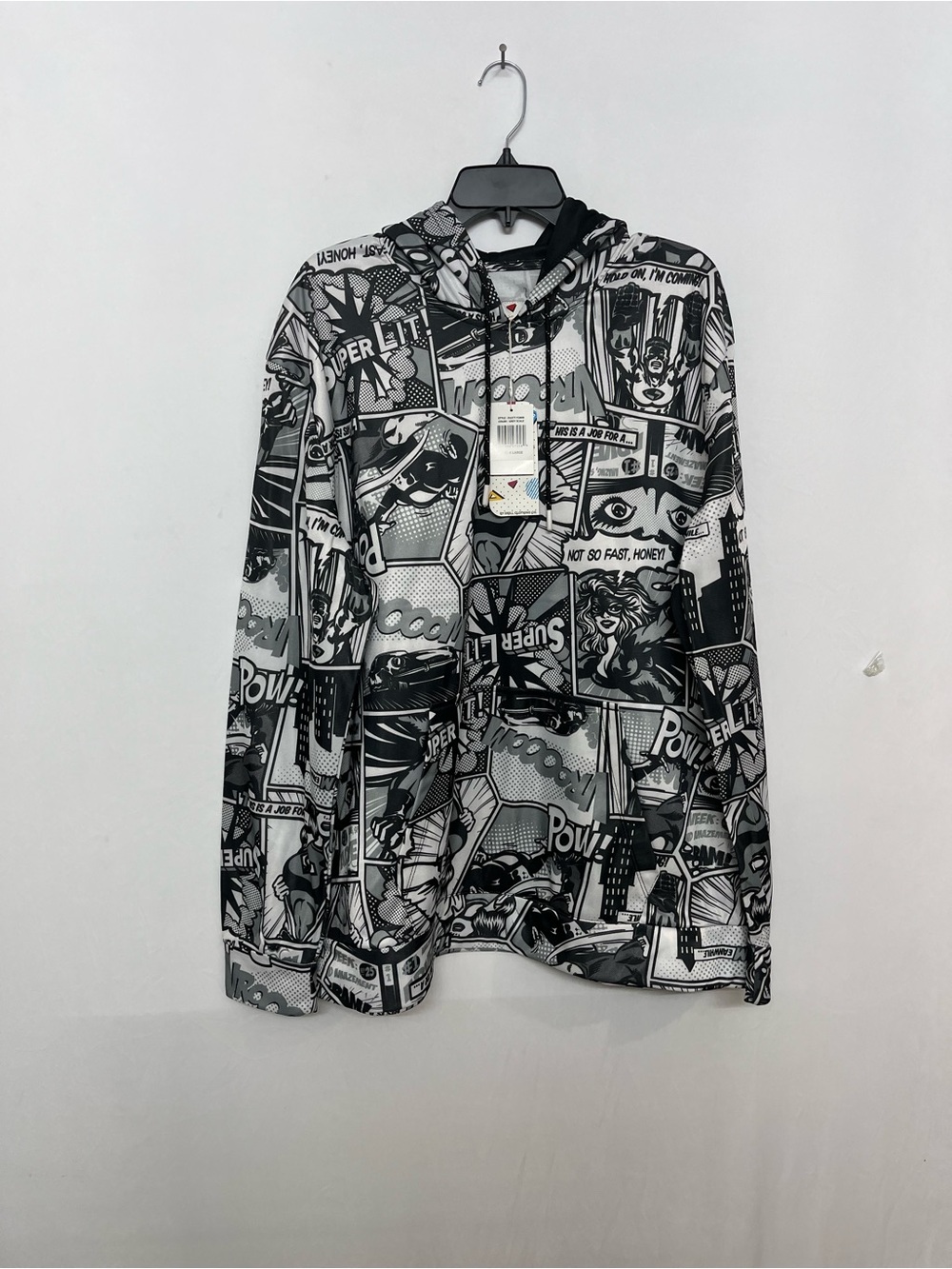 Graphic Comic-Print Pullover Hoodie - Black & White